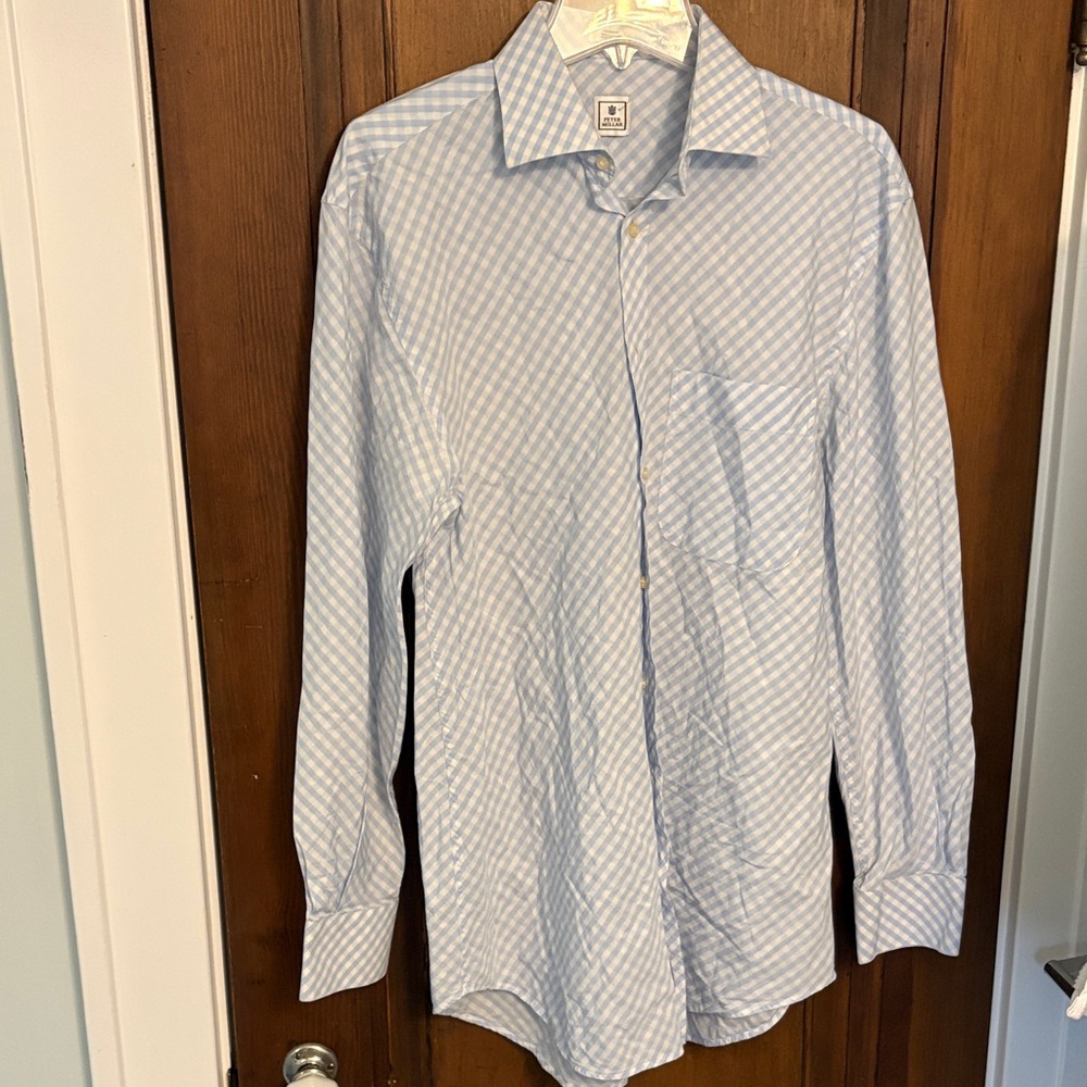 Peter millar Light Blue Gingham Dress Shirt